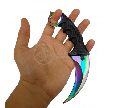 Knife Rainbow Karambit Com Fio Manobras Faca Arco Iris Canivete de Aço Inoxidável 4