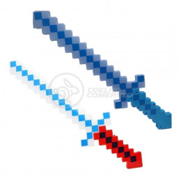 Brinquedo Espada Pixel Minecraft Ninja Steve 58cm Diamante com Som e Luz, Pilha Incluso - Azul
